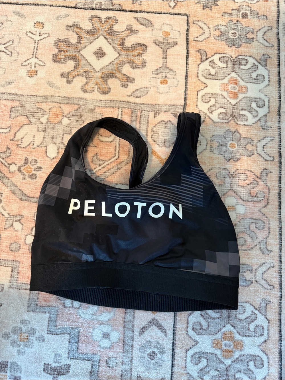Peloton Black Graphic Racerback Sports Bra